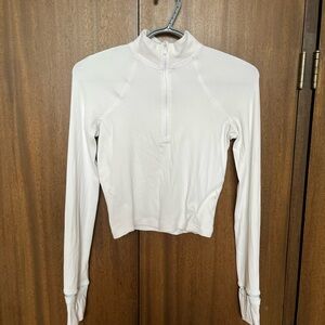 Lululemon It’s Rulu White Cropped Ribbed Half Zip Size 2 XXS